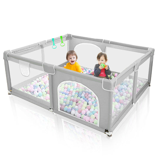 Baby Playpen with Mat – Indoor & Outdoor Activity Fence for Toddlers - Grey