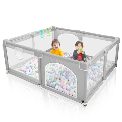 Baby Playpen with Mat – Indoor & Outdoor Activity Fence for Toddlers - Grey