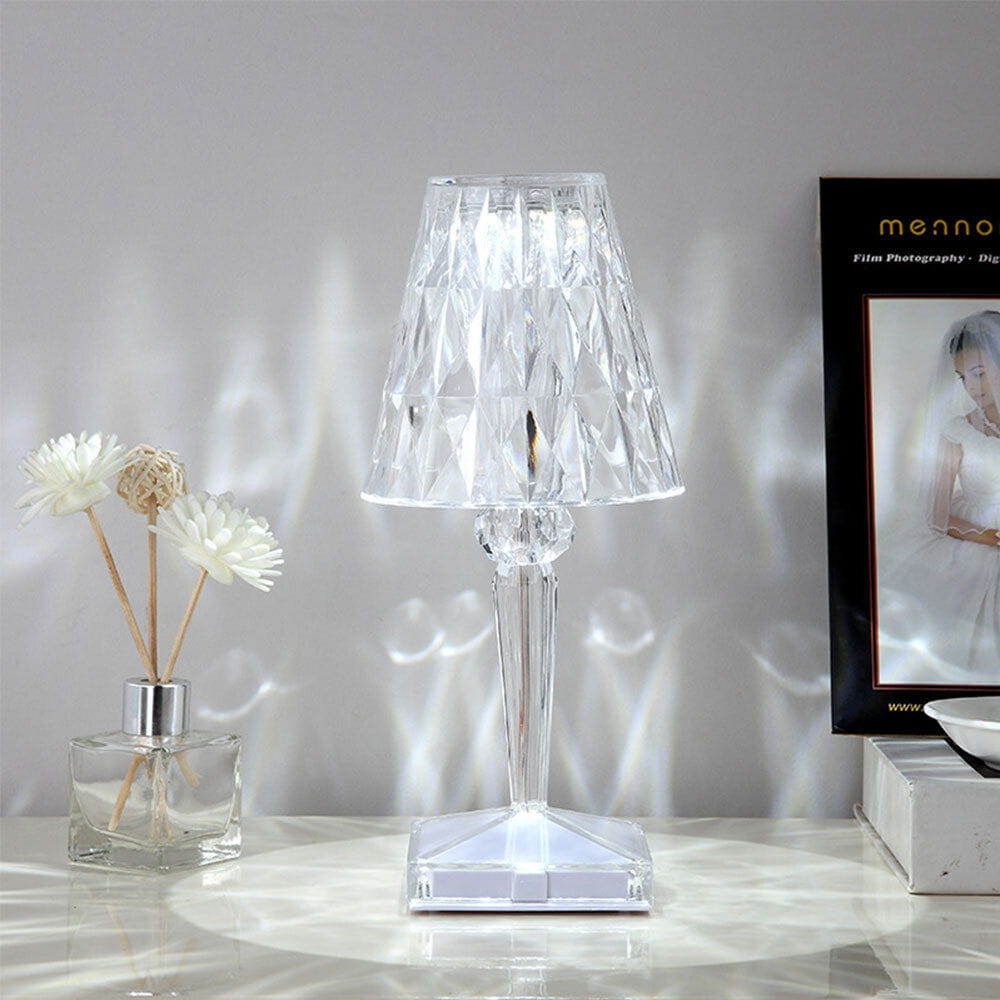 RGB Crystal Touch Table Lamp – Diamond Rose LED Bedside Light with Remote & USB/Rechargeable Modes | 16 Colours