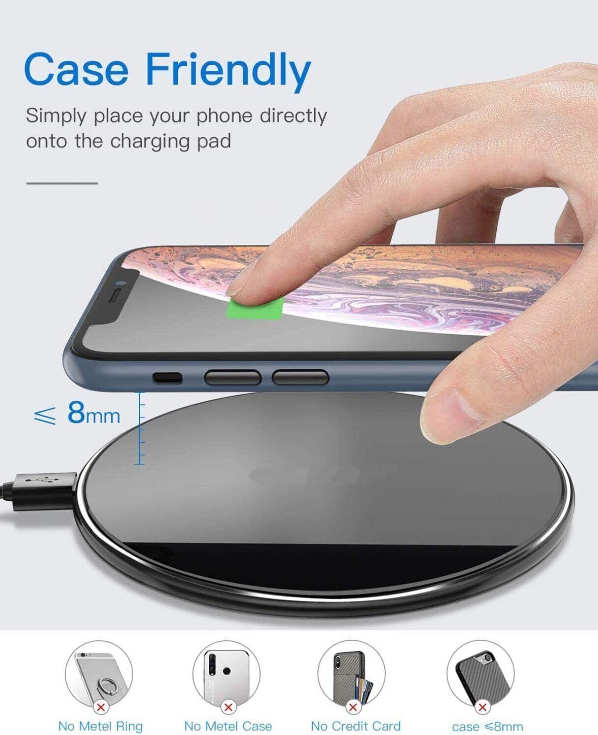 30W Fast Wireless Charger Stand – Qi-Certified Charging Pad for iPhone, Samsung, AirPods & All Qi-Enabled Devices – Slim, Case-Friendly, Type-C Port