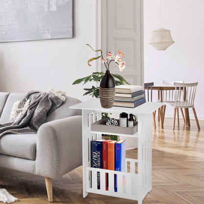 Small Bedside Table Cabinet – Side Coffee Table with Storage Rack | Slim, 2-Tier Design for Bedroom, Living Room, Bathroom