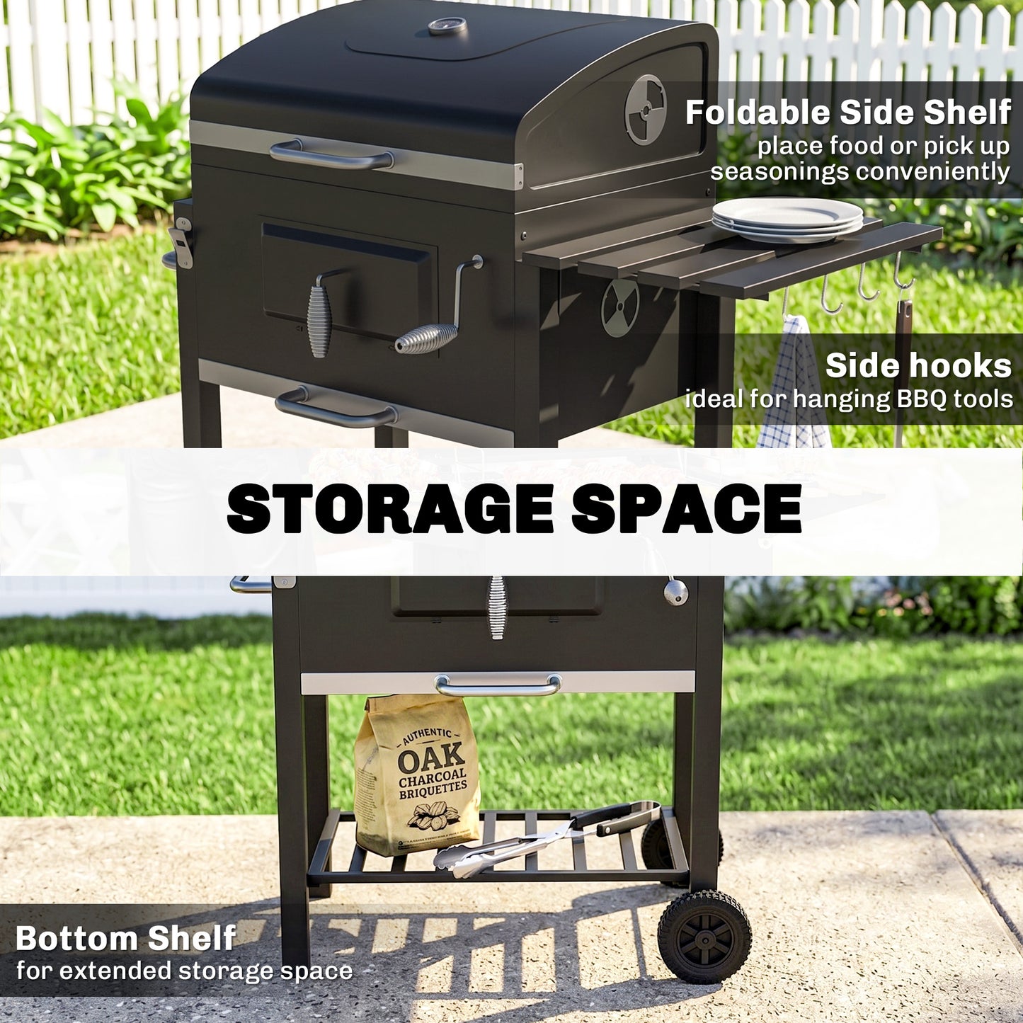 Outsunny Charcoal BBQ Grill | Adjustable Coal Pan