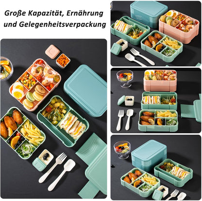 CALIYO 1550ml Leak-Proof Bento Lunch Box - BPA-Free Compartment Food Container with Utensils for UK Adults & Children