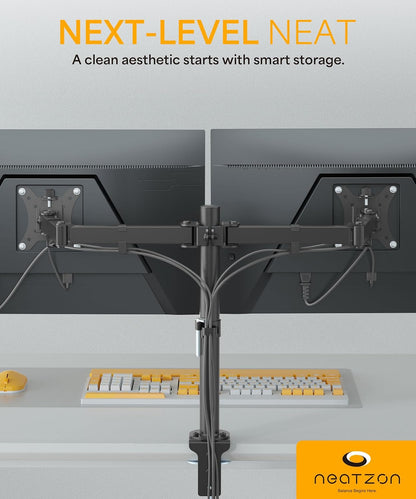 Dual 27" Monitor Arm Desk Mount – VESA Compatible, Up to 8kg per Arm, Cable Management (NZ‑ARM‑01)