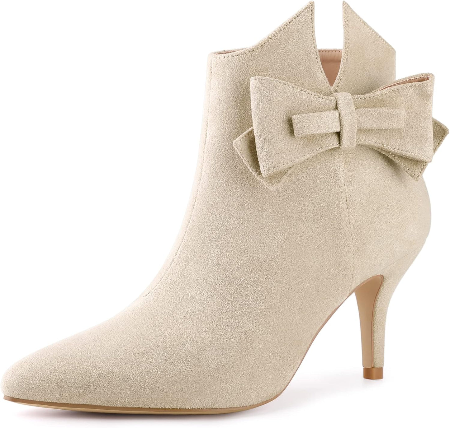 Perphy Women’s Bow Pointed Toe Ankle Boots – Stiletto Heel Dress Boots