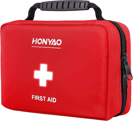 HONYAO® First Aid Kit 220 Pcs – Emergency Medical Kit with Waterproof Nylon Case – Home Car Office School & Outdoor