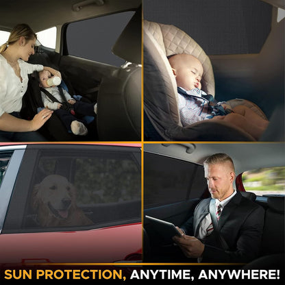 Car Window Shades for Baby - 2-Pack Stretchable Breathable Mesh Sun Protection Screens | UK