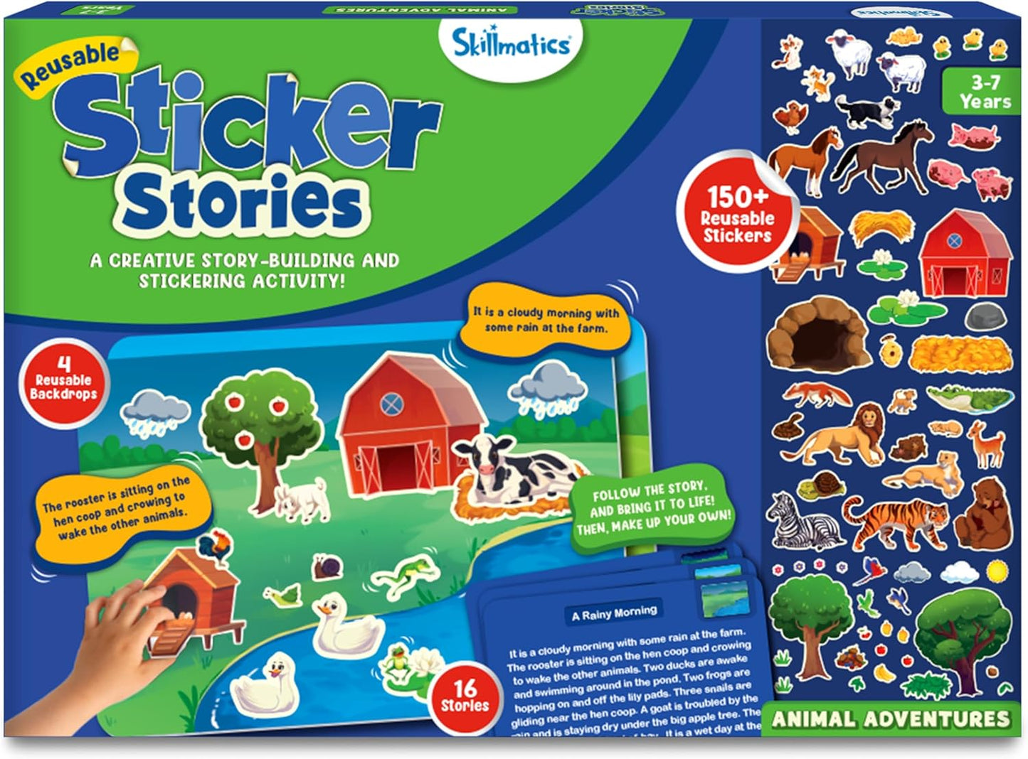 Kids Storytelling Activity Kit | 150+ Reusable Stickers, Mess-Free Creative Play — Ages 3–7