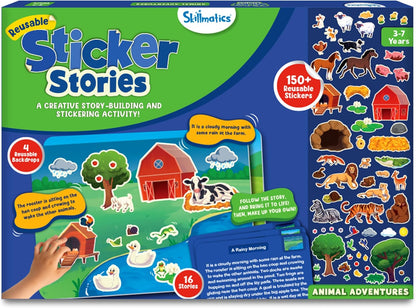 Kids Storytelling Activity Kit | 150+ Reusable Stickers, Mess-Free Creative Play — Ages 3–7