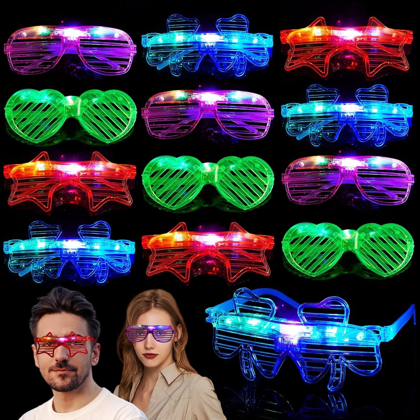 12PCS Light-Up Party Glasses – Colourful Novelty Glasses for Kids & Teens