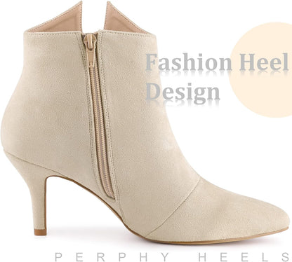 Perphy Women’s Bow Pointed Toe Ankle Boots – Stiletto Heel Dress Boots