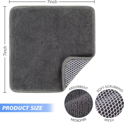 Microfibre Dish Cloths 6-Pack | Super Absorbent Quick-Dry Kitchen Cleaning Cloths with Scrubbing Side — 30 x 30 cm