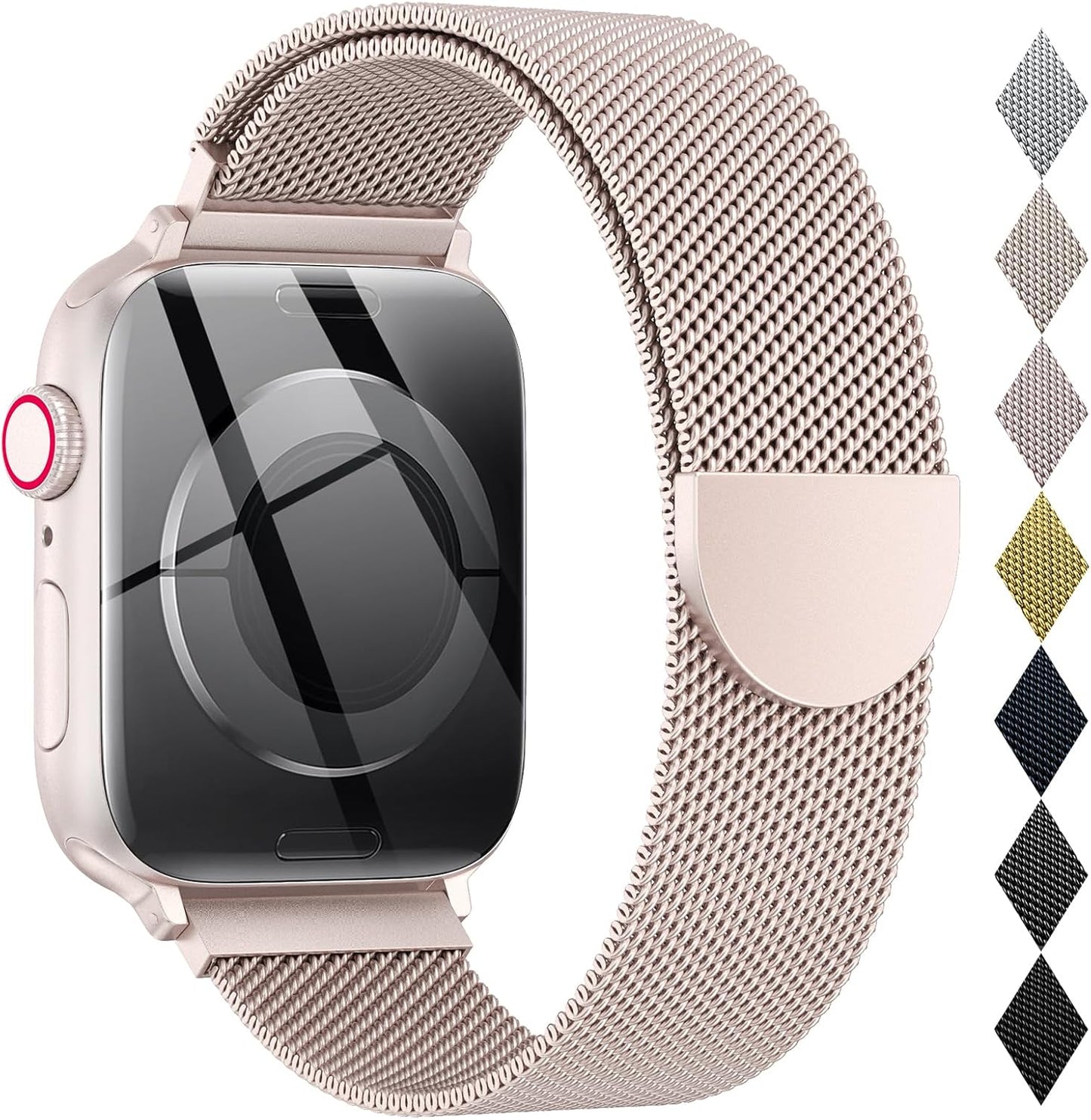 Milanese Loop Metal Watch Strap for Apple Watch – Magnetic Clasp, Adjustable (38–49mm)