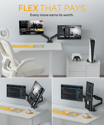 Dual 32" Monitor Arm Desk Mount – Height Adjustable, VESA Compatible, Cable Management (NZ‑ARM‑04)