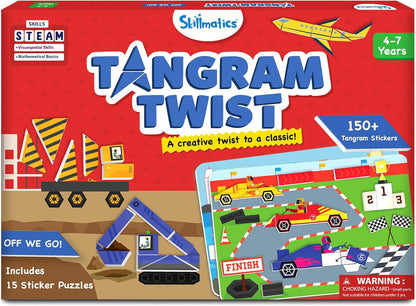Tangram Sticker Puzzles for Kids | 150+ Foam Stickers, Educational Art & Craft Activity — Ages 4–7