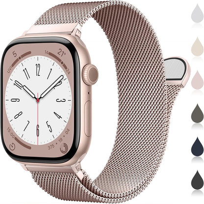 Milanese Loop Metal Watch Strap for Apple Watch – Magnetic Clasp, Adjustable (38–49mm)