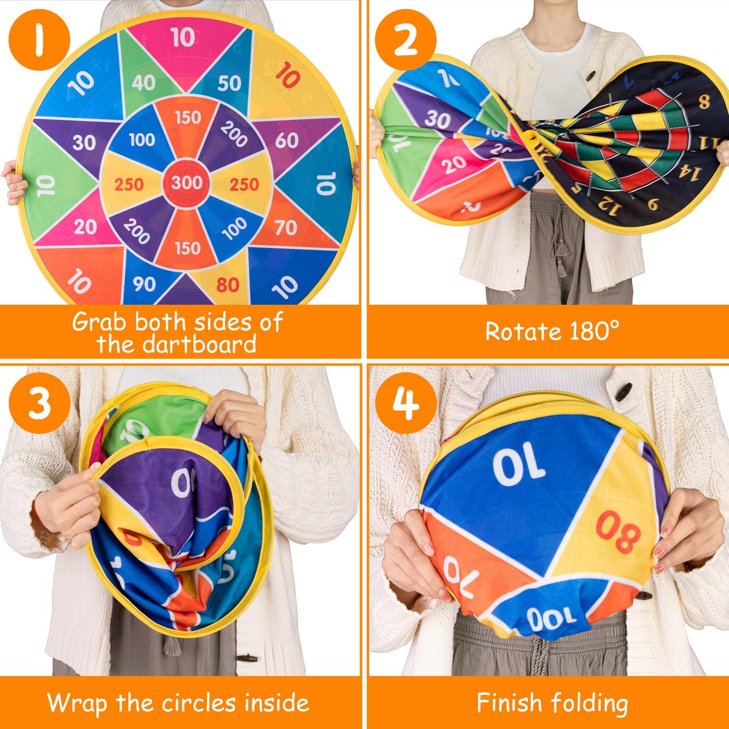Double-Sided Dart Board Set for Kids – Safe Indoor & Outdoor Game with Velcro Balls Darts & Dart Bullets | Fun