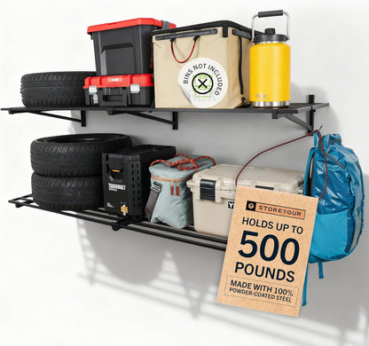 StoreYourBoard 2 Pack Heavy Duty Wall Shelves – 2ft x 4ft Garage Storage Shelving