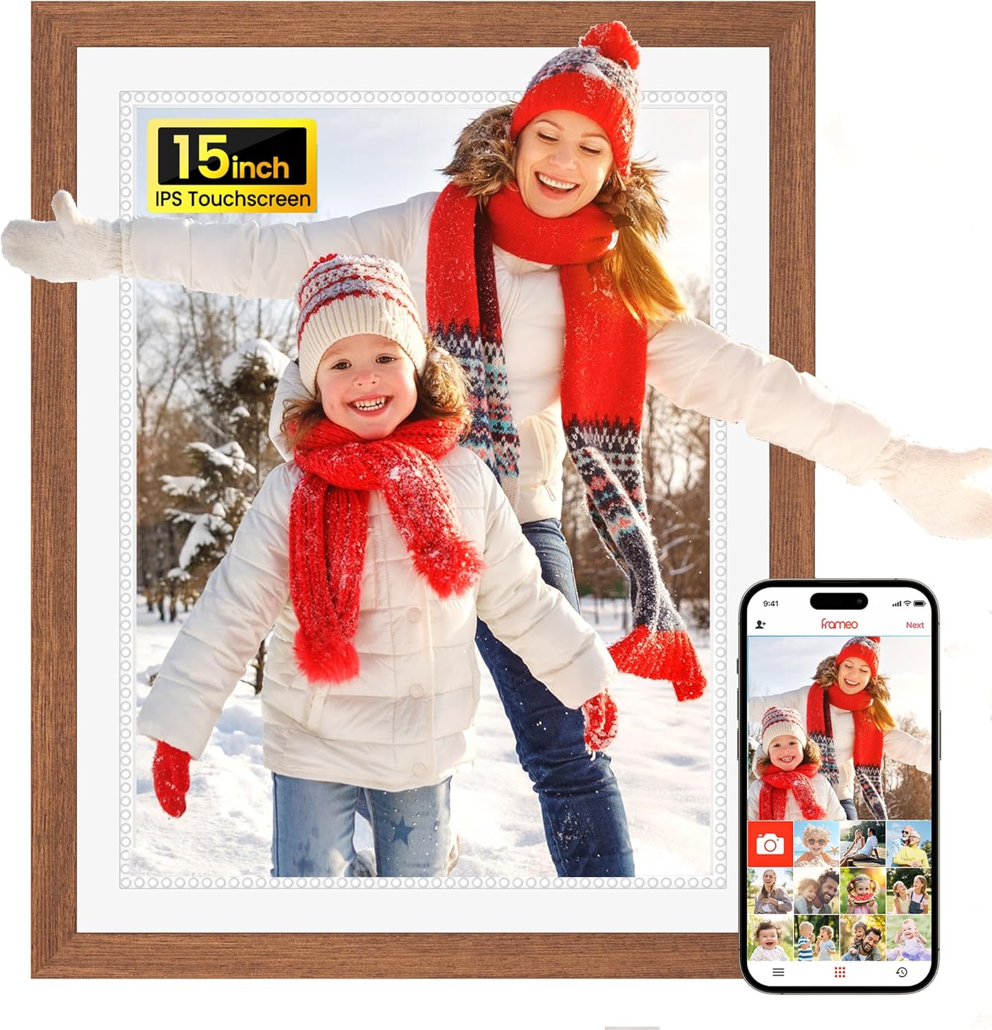 Frameo 15 Inch WiFi Digital Photo Frame – 32GB HD IPS Touchscreen with App Sharing