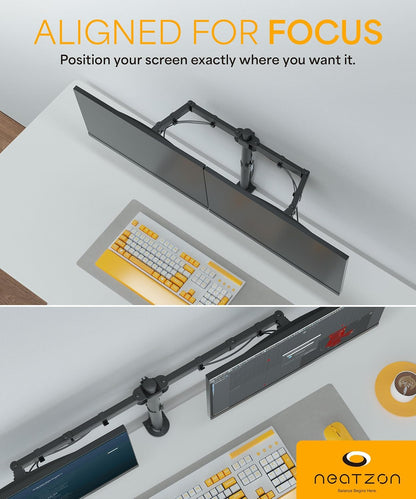 Dual 27" Monitor Arm Desk Mount – VESA Compatible, Up to 8kg per Arm, Cable Management (NZ‑ARM‑01)