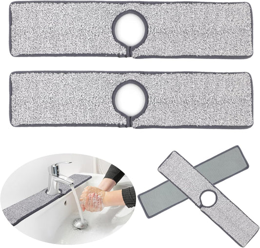 Kitchen Sink Splash Guard 2 Pcs Grey Sink Splash Guard Drying Sink Faucet Absorbent Mat 18.1 * 3.9 Inch Faucet Mat