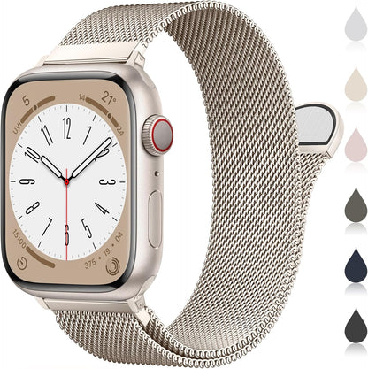 Milanese Loop Metal Watch Strap for Apple Watch – Magnetic Clasp, Adjustable (38–49mm)