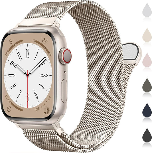 Milanese Loop Metal Watch Strap for Apple Watch – Magnetic Clasp, Adjustable (38–49mm)