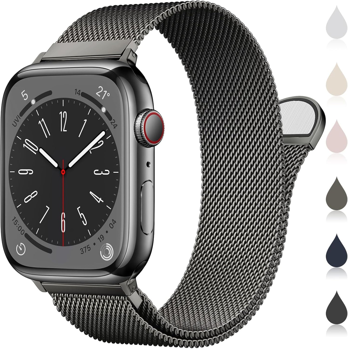 Milanese Loop Metal Watch Strap for Apple Watch – Magnetic Clasp, Adjustable (38–49mm)
