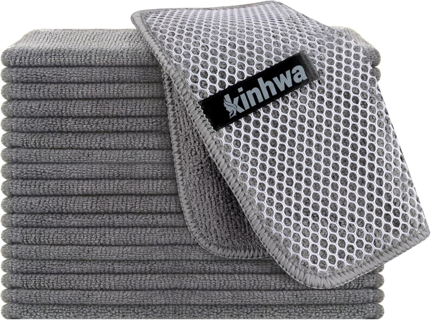 Microfibre Dish Cloths 6-Pack | Super Absorbent Quick-Dry Kitchen Cleaning Cloths with Scrubbing Side — 30 x 30 cm