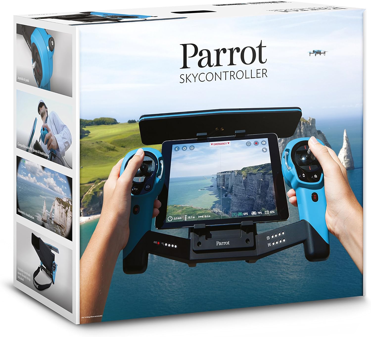 Parrot Skycontroller – Blue | Extended Range Controller for Bebop Drone with Dual Joysticks & FPV Compatibility