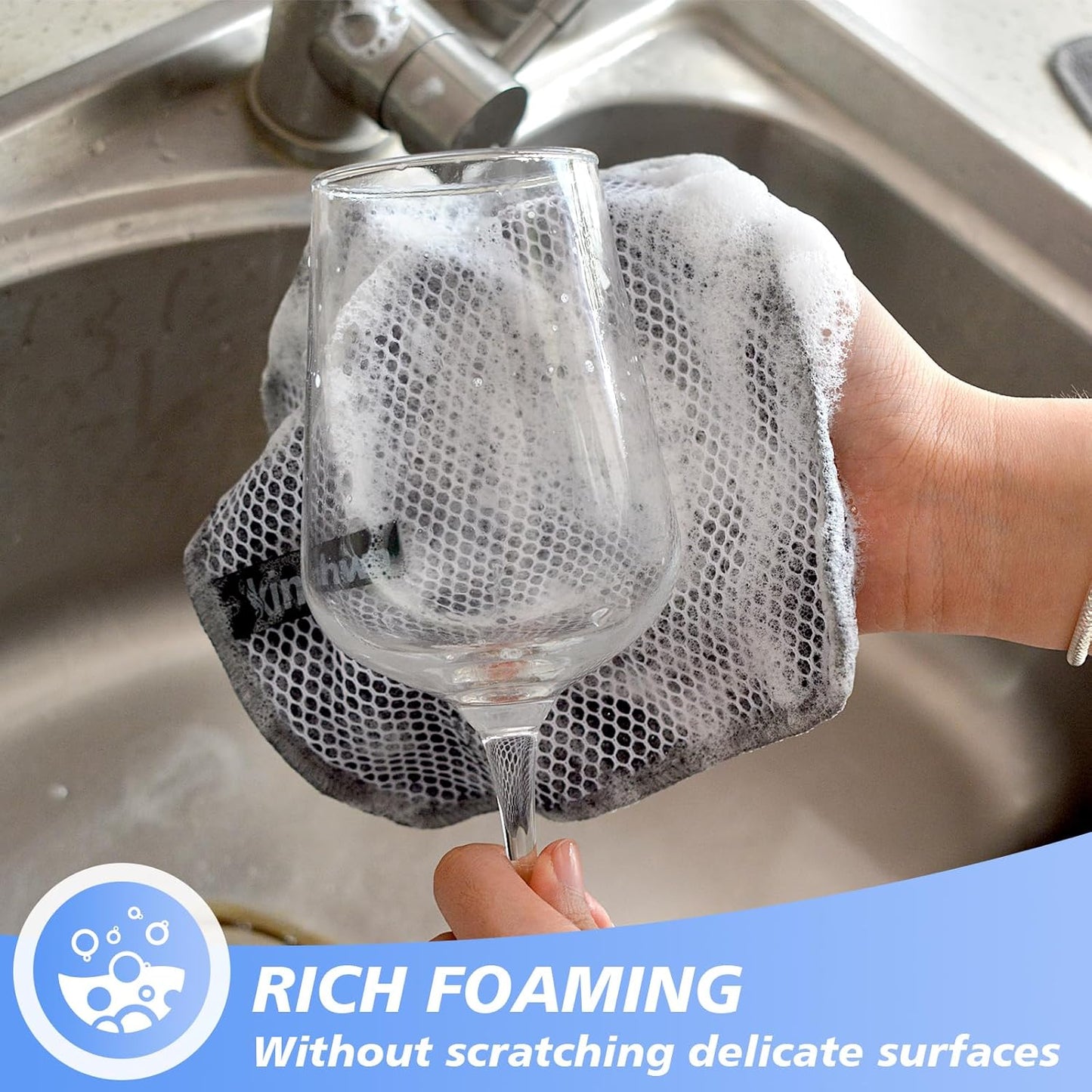 Microfibre Dish Cloths 6-Pack | Super Absorbent Quick-Dry Kitchen Cleaning Cloths with Scrubbing Side — 30 x 30 cm