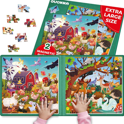 Magnetic Travel Puzzle Set for Kids | 2 x 48 Pieces, Car Activity Puzzle — Ages 2–6