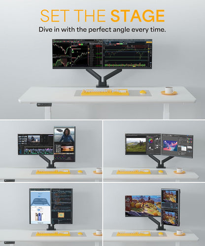 Dual 32" Monitor Arm Desk Mount – Height Adjustable, VESA Compatible, Cable Management (NZ‑ARM‑04)