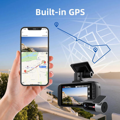 Miofive 4K Dash Cam Front and Rear, 5GHz Wi-Fi & GPS Dashcam with 64GB SD Card, Dual Car Camera Dash Cam with Parking Monitor, Night Vision, HDR, G-Sensor, Loop Recording, APP Control, Max 512GB