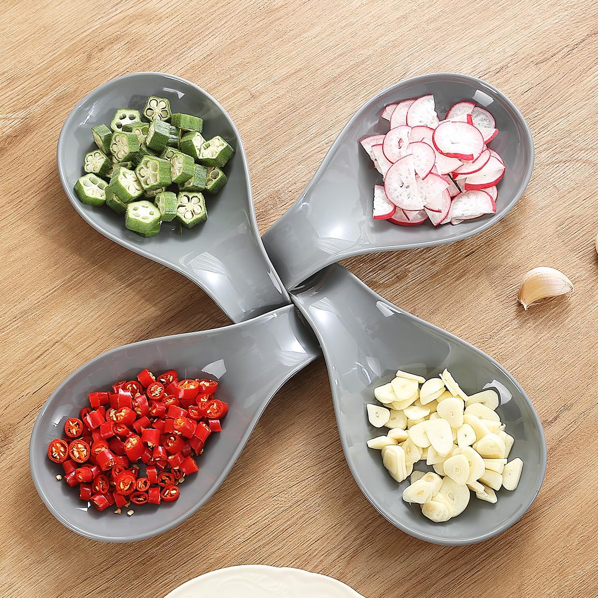 Grey Plastic Spoon Rest (4‑Piece Set) – Stove‑Top Utensil Holder for Spoons, Ladles, Tongs & Spatulas | Dishwasher Safe | UK
