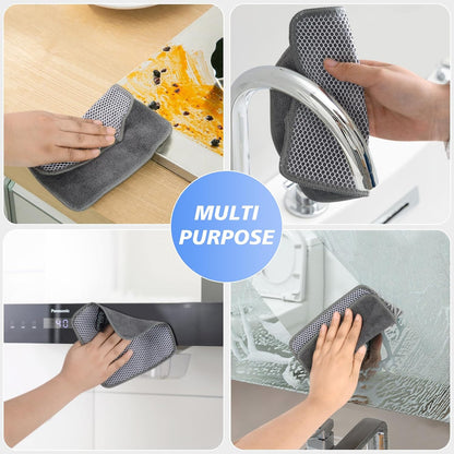 Microfibre Dish Cloths 6-Pack | Super Absorbent Quick-Dry Kitchen Cleaning Cloths with Scrubbing Side — 30 x 30 cm