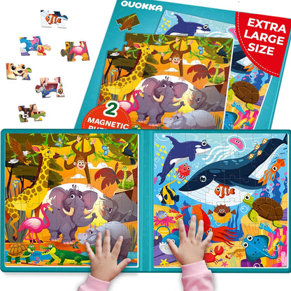 Magnetic Travel Puzzle Set for Kids | 2 x 48 Pieces, Car Activity Puzzle — Ages 2–6
