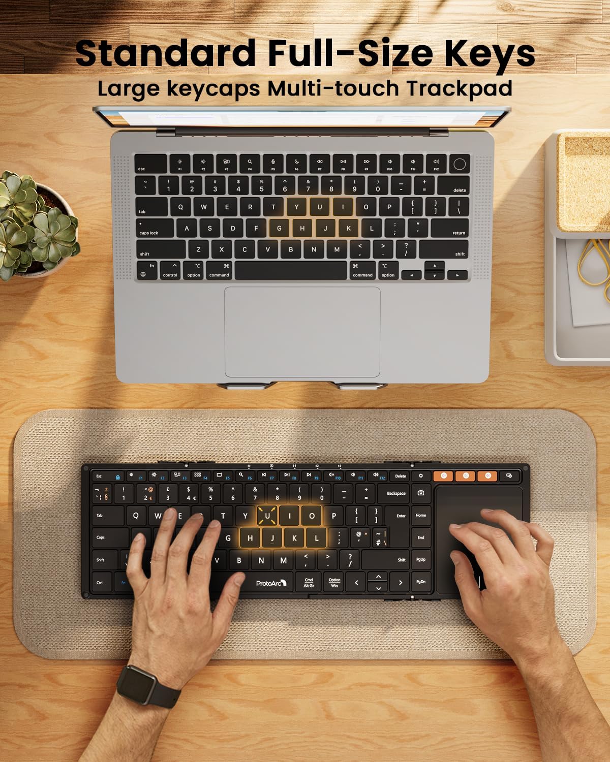 ProtoArc XK01‑TP Foldable Bluetooth Keyboard with Touchpad – Portable Travel Keyboard (Black)
