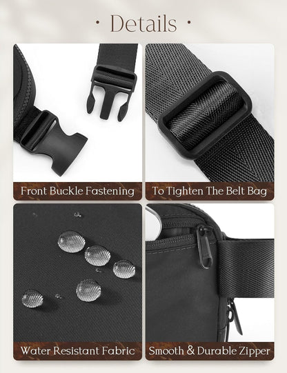 BALEAF Belt Bag Women Crossbody Fanny Pack Fashion Waist Packs Adjustable Strap Black 1L