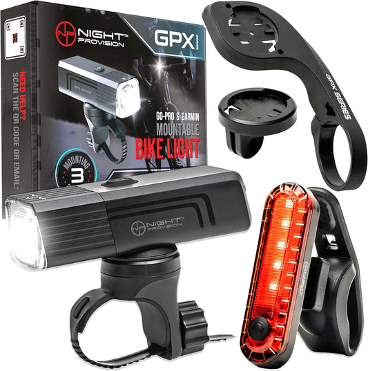 GPX-950 Go-Pro Mountable Bike Light – USB-C Rechargeable Front & Rear Bicycle Lights for Night Riding (950 Lumens)
