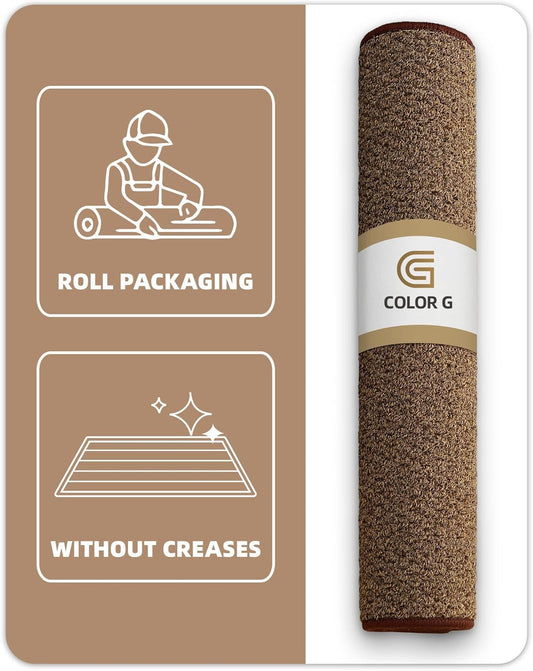 Colour Geometry Dirt Trapper Door Mat 80×120cm – Non‑Slip Rubber Backing, Machine Washable (Brown)