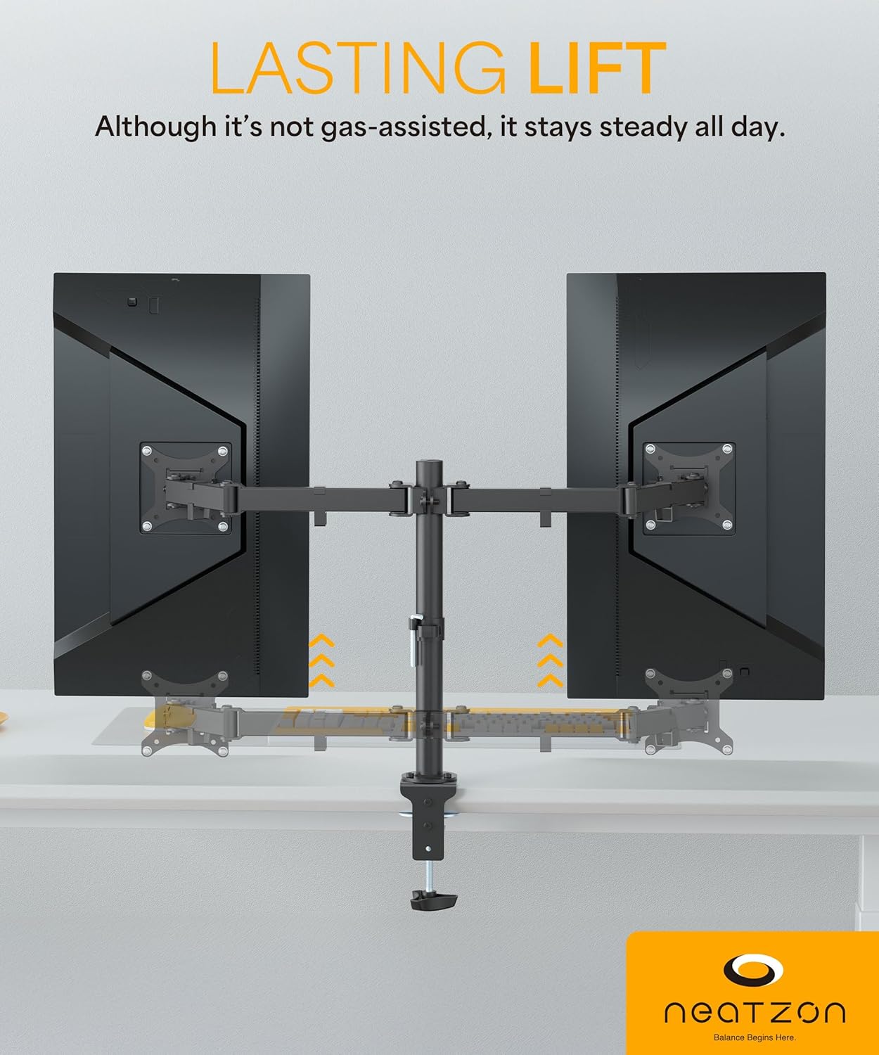 Dual 27" Monitor Arm Desk Mount – VESA Compatible, Up to 8kg per Arm, Cable Management (NZ‑ARM‑01)