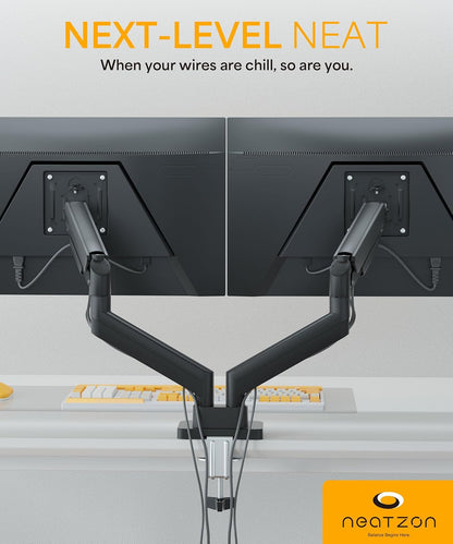 Dual 32" Monitor Arm Desk Mount – Height Adjustable, VESA Compatible, Cable Management (NZ‑ARM‑04)