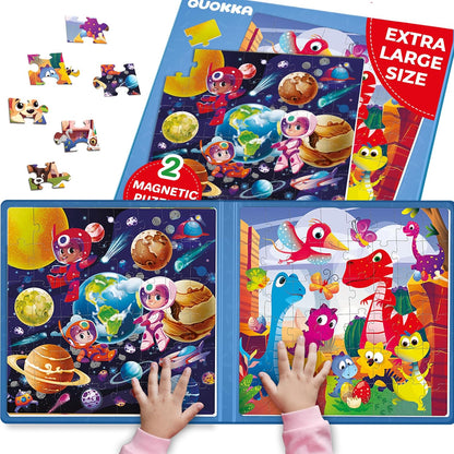 Magnetic Travel Puzzle Set for Kids | 2 x 48 Pieces, Car Activity Puzzle — Ages 2–6