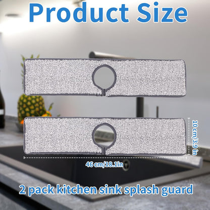 Kitchen Sink Splash Guard 2 Pcs Grey Sink Splash Guard Drying Sink Faucet Absorbent Mat 18.1 * 3.9 Inch Faucet Mat