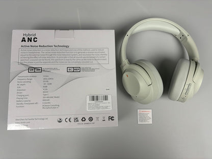 iDiskk ANC Hybrid Wireless Over‑Ear Headphones – Bluetooth 5.3, Mic, Deep Bass (Grey)