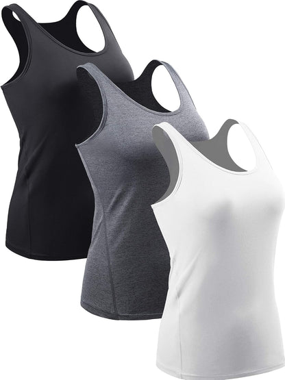 Cadmus Women's Sleeveless Vest 3 Pack | Stretch Tank Top Base Layer | Casual Undershirt
