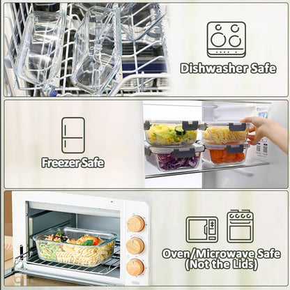 Glass meal containers for batch cooking and clean eating – dishwasher safe and long-lasting