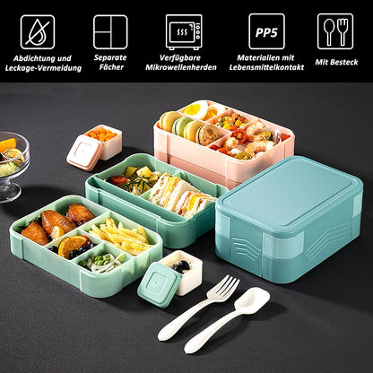 CALIYO 1550ml Leak-Proof Bento Lunch Box - BPA-Free Compartment Food Container with Utensils for UK Adults & Children