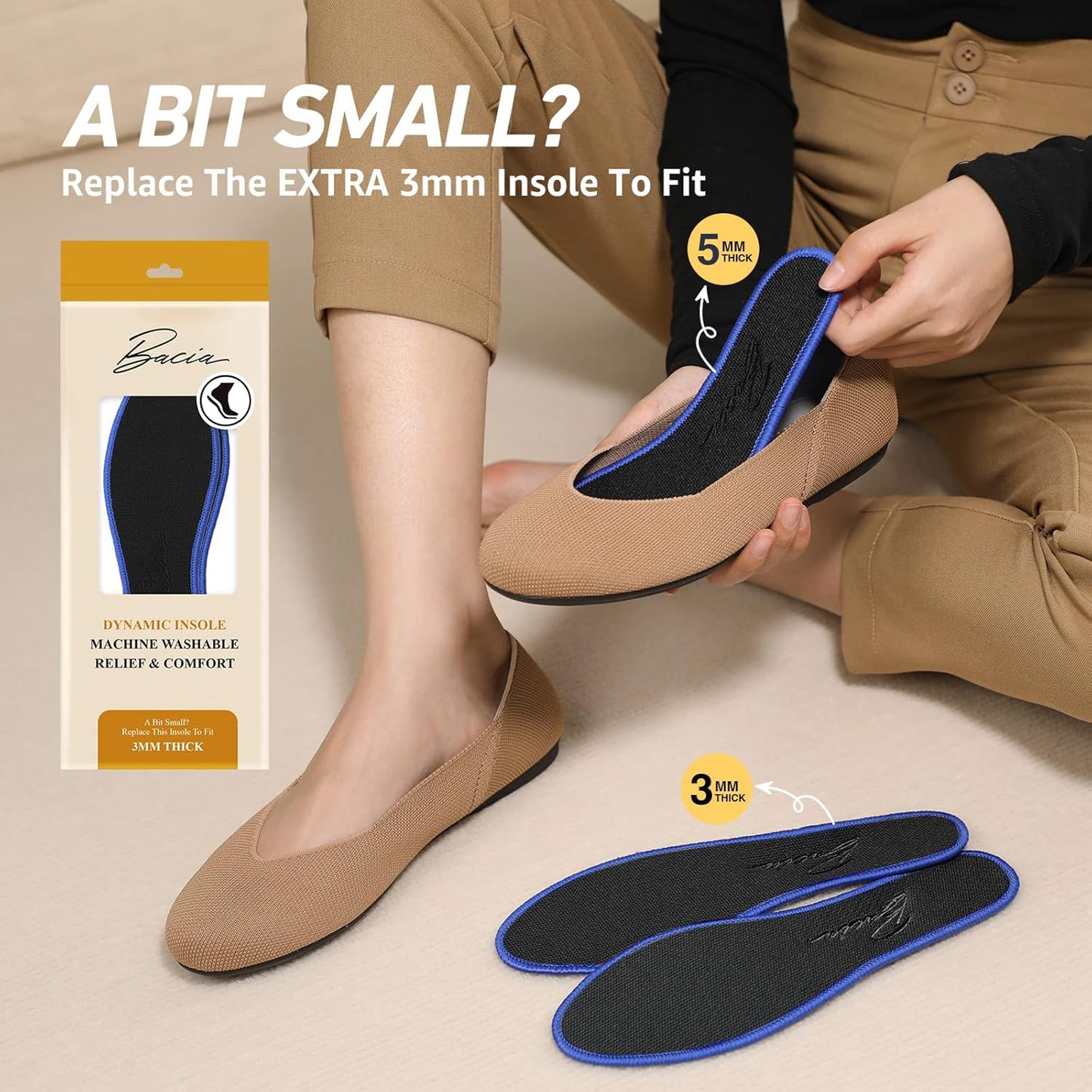 Bacia Women's Ballet Flats – Washable Comfortable Pumps for Office, Work & Casual Wear | UK